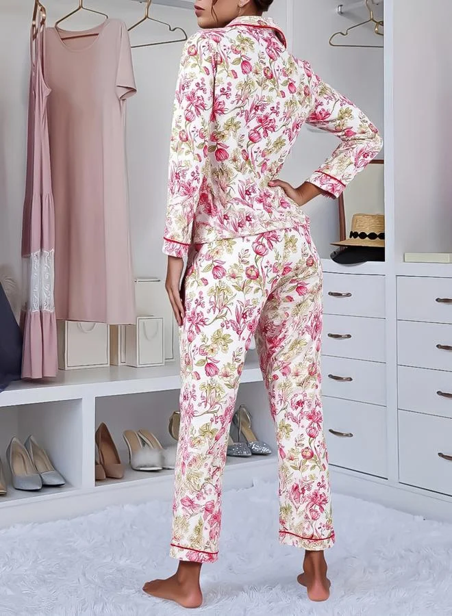 Take Two Women Floral Print Shirt and Pyjama Set
